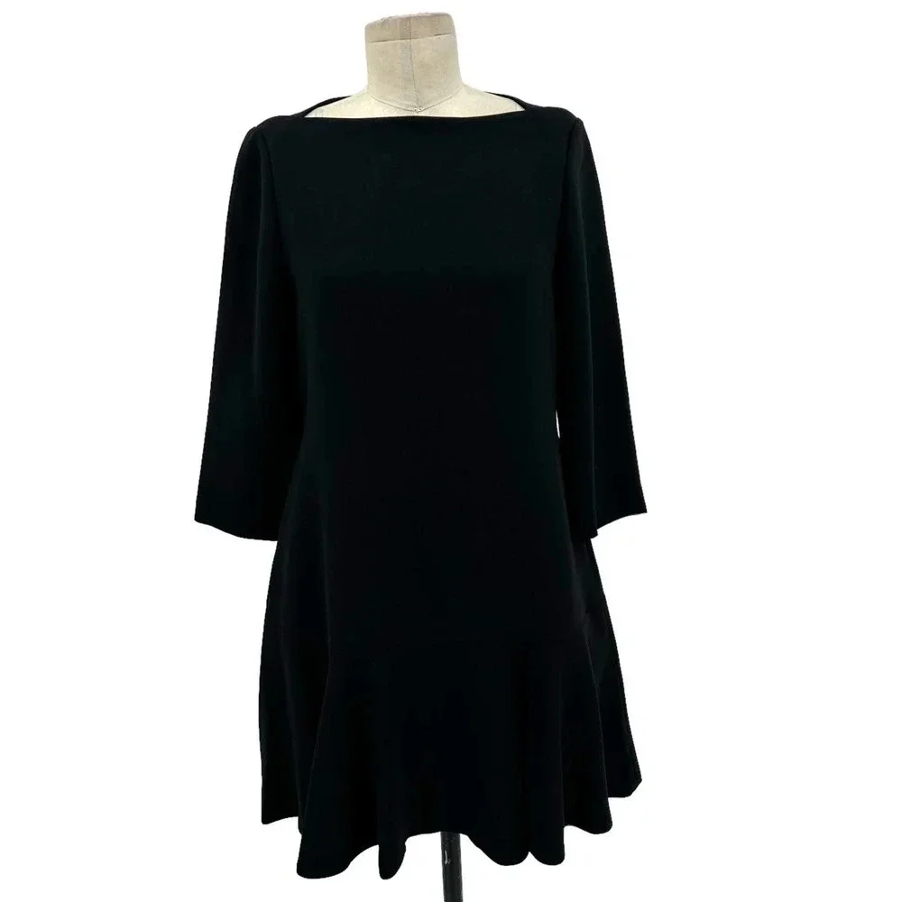 Kate Spade Crepe Flounce‎ Dress Caution to the Wind Black Size 2